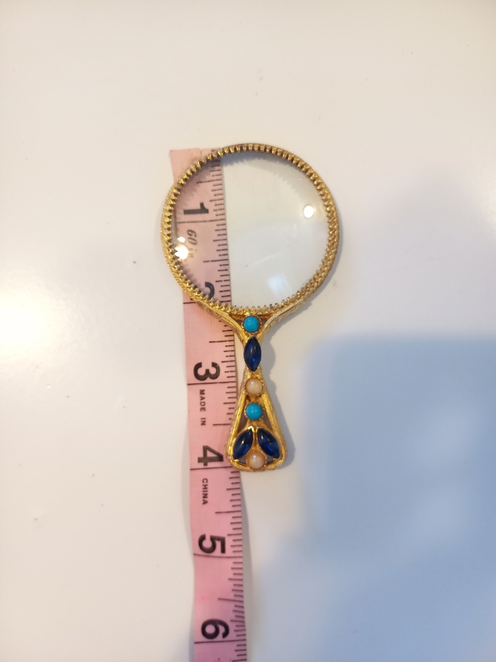 Vintage Signed Florenza Jeweled Hand-Held Magnifying Glass - Picture 3 of 12